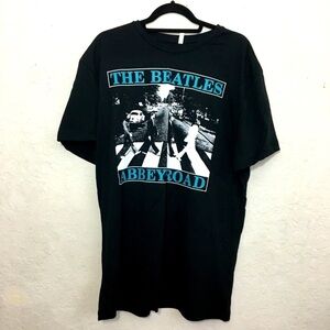 Beatles Abbey Road Graphic Band Tee Blue Letters